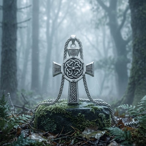 Celtic cross necklace silver - celtic,